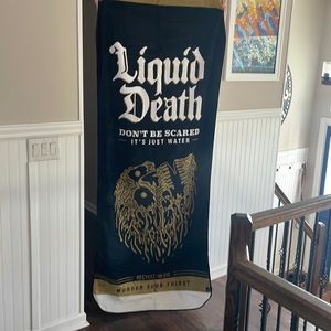 Beach towel. Liquid Death Brand. HUGE LENGTH! Soft 100% premium cotton 80x33 in